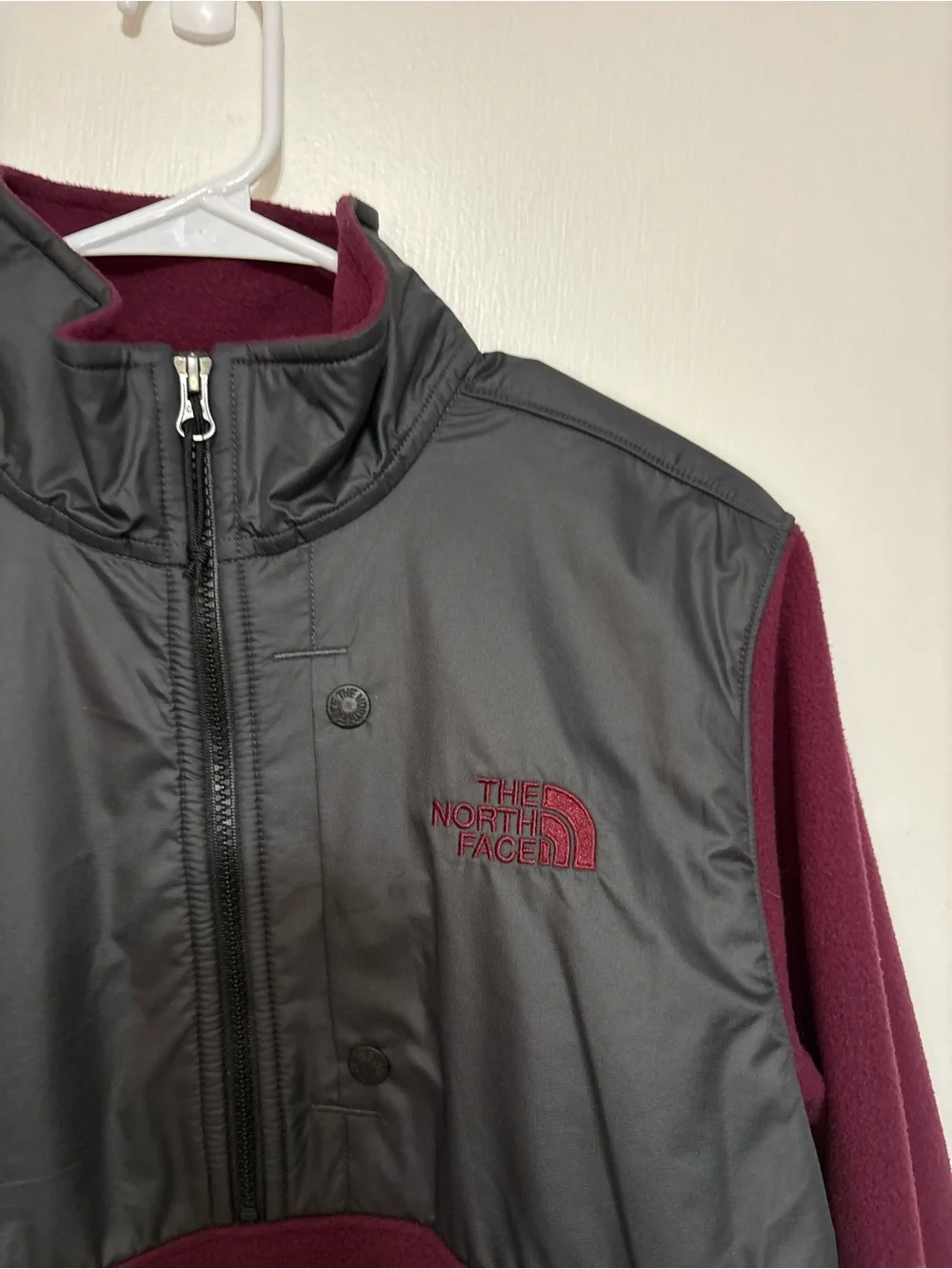 The North Face Men’s Retro Denali Hooded Jacket — Burgundy/Black S